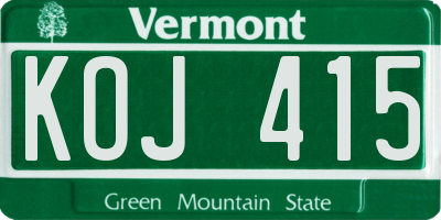 VT license plate KOJ415