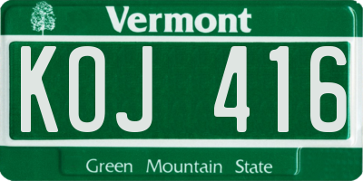 VT license plate KOJ416