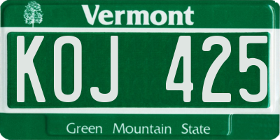 VT license plate KOJ425