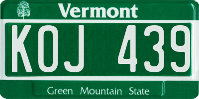 VT license plate KOJ439