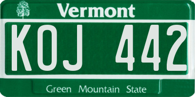 VT license plate KOJ442