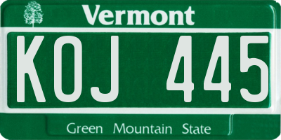 VT license plate KOJ445