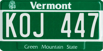 VT license plate KOJ447