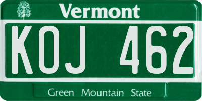 VT license plate KOJ462