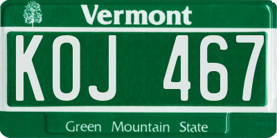 VT license plate KOJ467