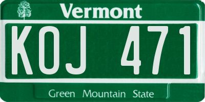 VT license plate KOJ471
