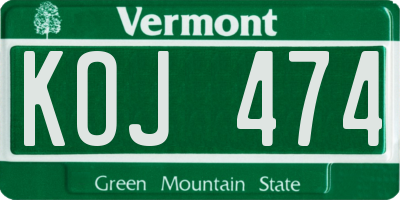 VT license plate KOJ474