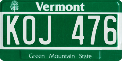 VT license plate KOJ476