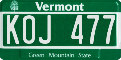 VT license plate KOJ477