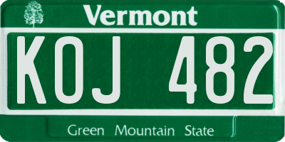 VT license plate KOJ482