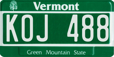 VT license plate KOJ488