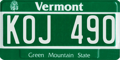 VT license plate KOJ490