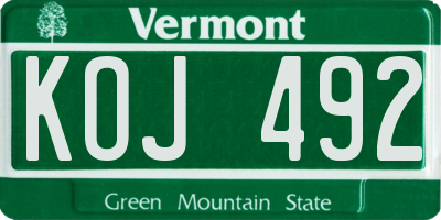 VT license plate KOJ492