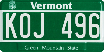 VT license plate KOJ496