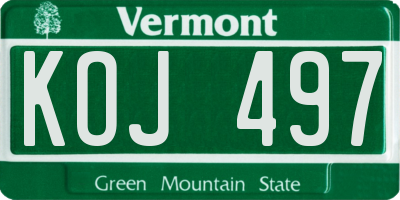 VT license plate KOJ497