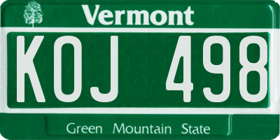 VT license plate KOJ498