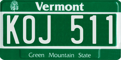 VT license plate KOJ511