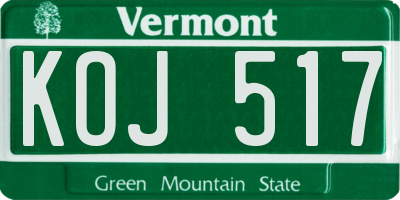 VT license plate KOJ517