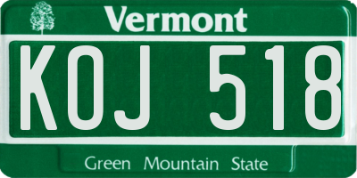 VT license plate KOJ518