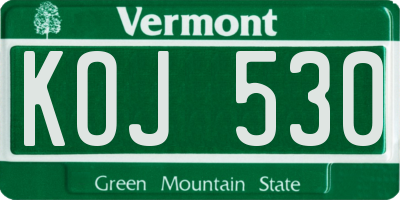 VT license plate KOJ530
