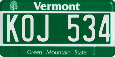 VT license plate KOJ534