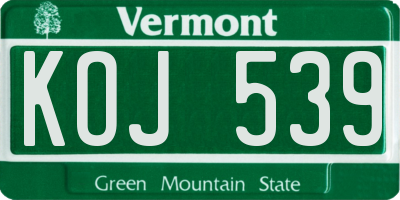VT license plate KOJ539