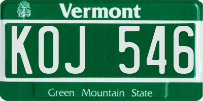 VT license plate KOJ546