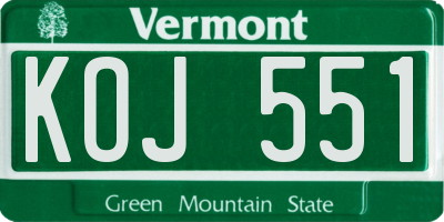 VT license plate KOJ551