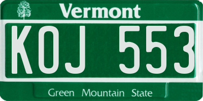 VT license plate KOJ553