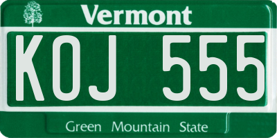 VT license plate KOJ555