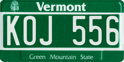 VT license plate KOJ556