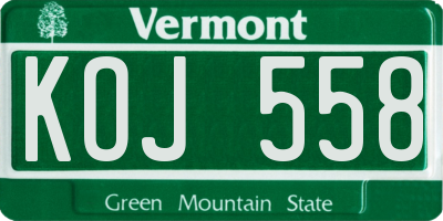 VT license plate KOJ558