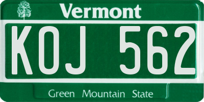 VT license plate KOJ562