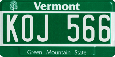 VT license plate KOJ566