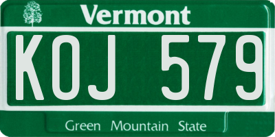 VT license plate KOJ579
