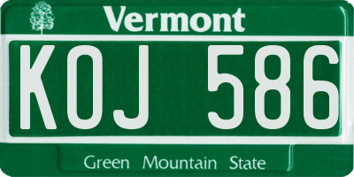 VT license plate KOJ586