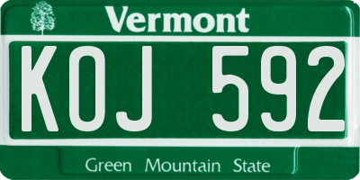 VT license plate KOJ592
