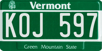 VT license plate KOJ597