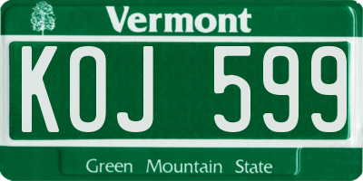 VT license plate KOJ599