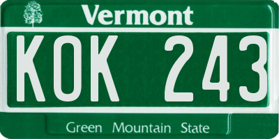 VT license plate KOK243