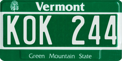 VT license plate KOK244