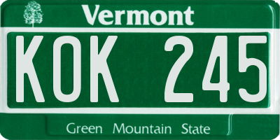 VT license plate KOK245