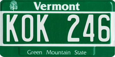 VT license plate KOK246