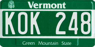 VT license plate KOK248