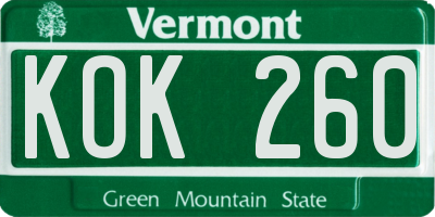 VT license plate KOK260