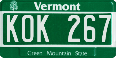 VT license plate KOK267