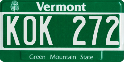 VT license plate KOK272