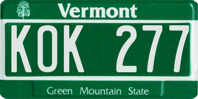 VT license plate KOK277