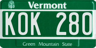 VT license plate KOK280