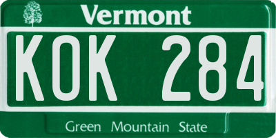 VT license plate KOK284